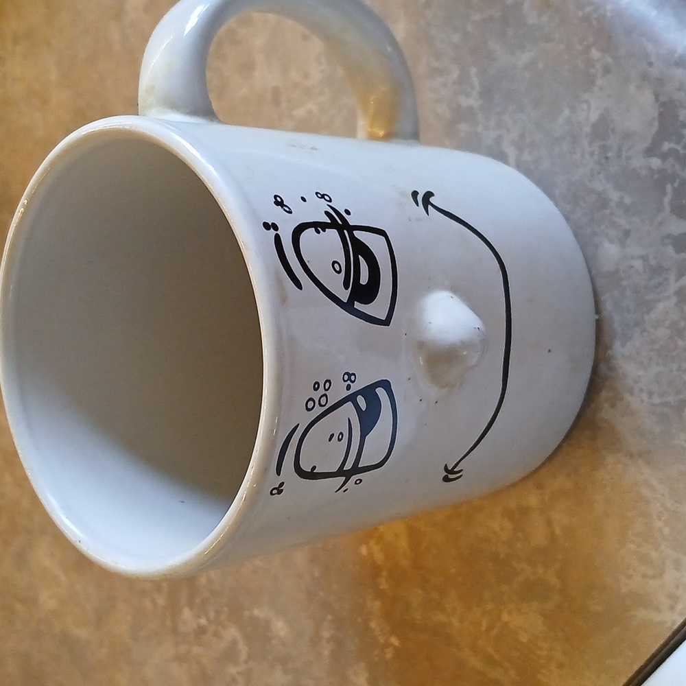 Funny Smiley Sleepy 3D Nose Face Coffee Mug White Black Details Ceramic